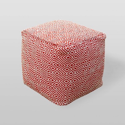 Martos Modern Boho Pouf - Ivory/Red - Christopher Knight Home
