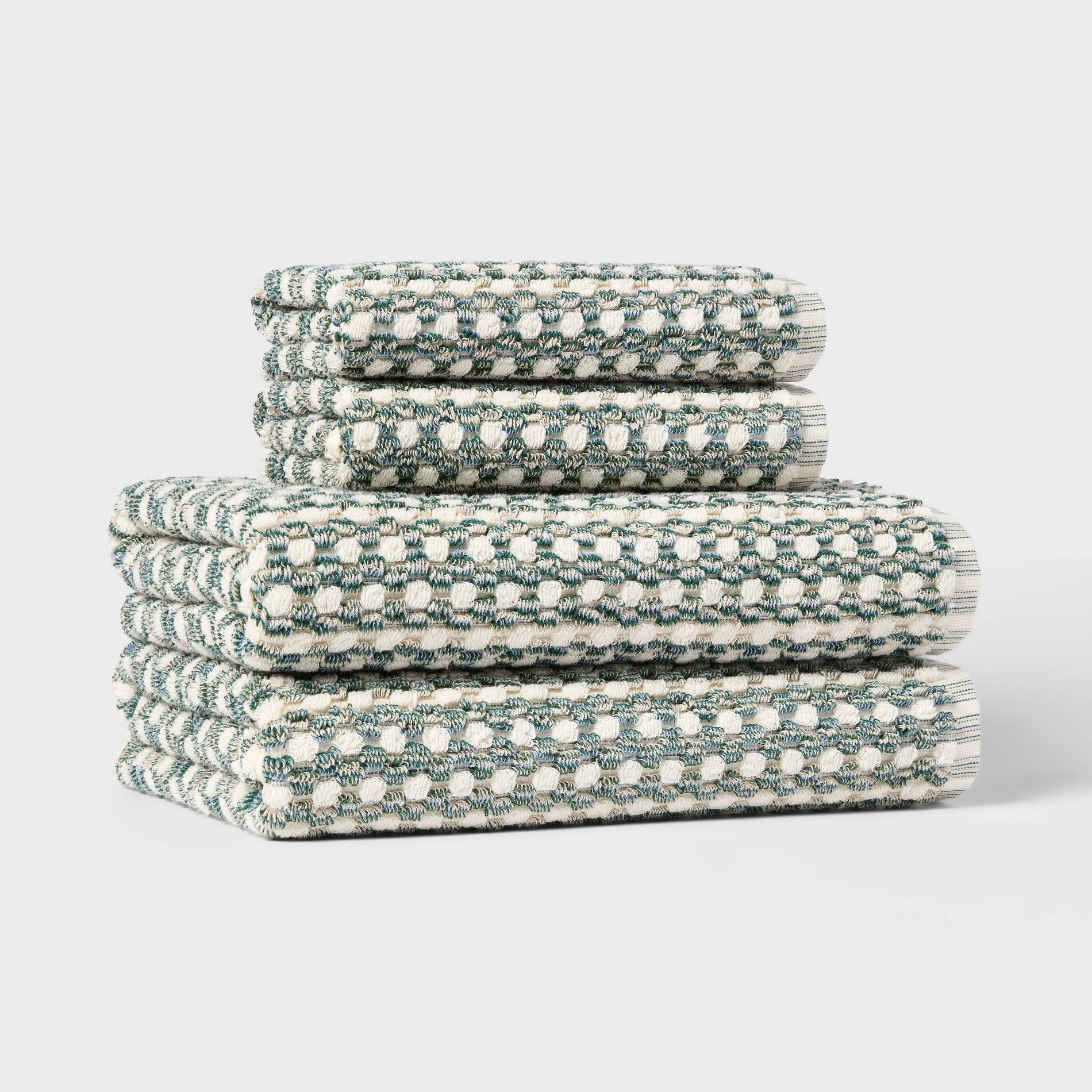4pc Value Bathroom Towel Bundle Set (2 Bath + 2 Hand) Green Pattern - Threshold™