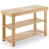PAGED 3-Tier Shoe Rack Modern Storage Bench, Bamboo Entryway Table for Living Room, Balcony, Bedroom, Space Saving, 286lb Capacity - 3 of 4