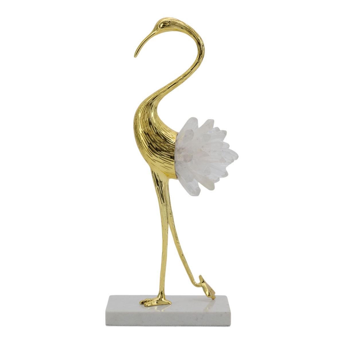 Elegant Crane Sculpture with Marble Base, Decorative Bird Statue for Tabletop Display, Living Room Accent, Entryway Decor, or Centerpiece Ornament - thumbnail 10