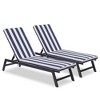Gulches 2 Set Blue Striped Patio Chaise Lounges Cushion Replacement - Outdoor Lounge Chair Cushions - 2 of 4