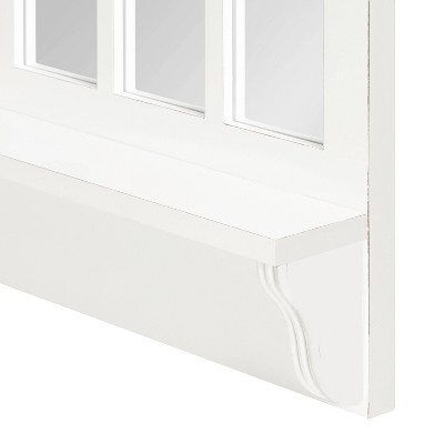 Coastal White Arched Wall Mirror with Vintage Shelf, 21x36