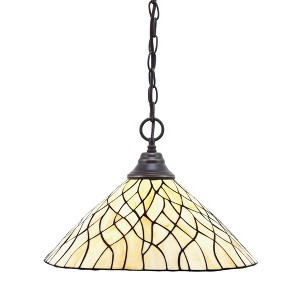 Toltec Lighting Any 1 - Light Pendant in  Dark Granite with 16" Sandhill Art Glass Shade - 1 of 1