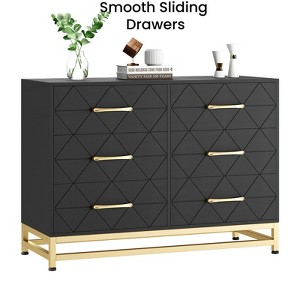 Jojoka Wooden 6 Drawer Dresser for Bedroom, Tall Vertical Chest of Drawers with Storage and Gold Accents for Hallway, Entryway - 1 of 4