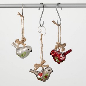 2"H Sullivans Christmas Decorative Bird Ornament Set of 3  Multicolor - 1 of 2