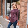 Amaryllis Women's Long-Sleeve Button-Back Top Elegant Lace Detail Comfortable Stylish - 2 of 4