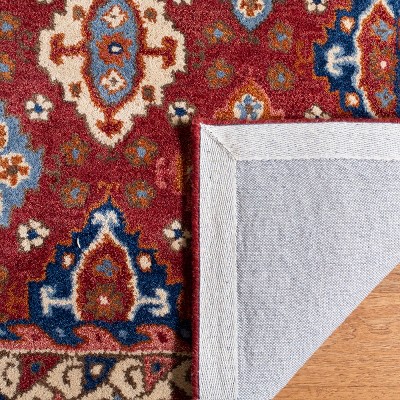 Antiquity Hand-Tufted Red and Blue Wool Area Rug 2' x 3'