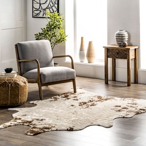 Nuloom Marcia Pet Friendly Premium Machine Washable Faux Cowhide Area Rug - 1 of 4