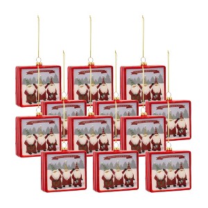 Gnome Merry Christmas Ornaments – 3.75"H Glass Holiday Tree Decor, Set of 12 by Melrose - 1 of 4