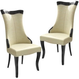 LeisureMod Dining Chair Upholstered in Leather/Velvet Cozy Accent Kitchen Chair with Rubberwood Legs Novara Series Set of 2 - 1 of 4