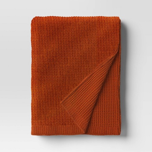 Oversized Chenille Knit Throw Blanket Orange Threshold Target