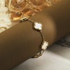 Fashion double-sided mother-of-pearl titanium steel bracelet with ins high-end feel, 18k lucky four-leaf clover design White - 4 of 4