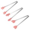 Unique Bargains Stainless Steel Silicone Tips Heart Hand Glove Shape Mini Food Tongs 3 Pcs - 3 of 4