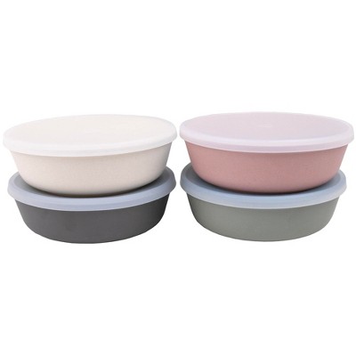 WeeSprout Bamboo Kids Bowls, Set of Four Kid-Sized Dinnerware, Cereal, Leftovers & Snack Bowl