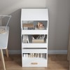 CAVINAS 4-Tier Modern Bookshelf with 3 Sliding Drawers,White Wooden Bookcase with Bottom Storage,Space Saving Storage Shelves for Bedroom,Living Room - 3 of 4