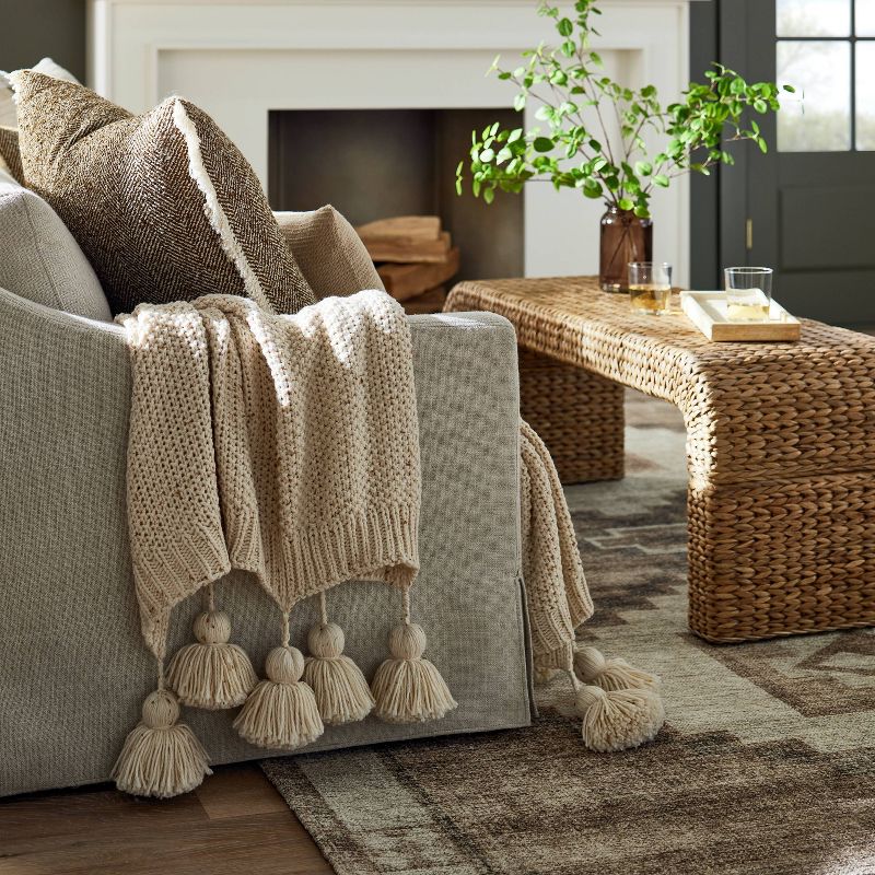 Knit Throw with Pom Tassels Throw Blanket - Threshold™ designed with Studio McGee, 3 of 11
