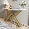 Yukimo 47.2" Narrow Rectangle White Console Table with Pine Wood Top and Gold Metal Base - Slim Hallway Entryway Table - 2 of 4