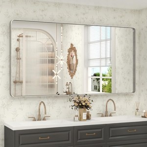 KIOTEE Rectangular Aluminum Alloy Framed and Tempered Glass Wall Bathroom Vanity Mirror in Matte Black - 1 of 4
