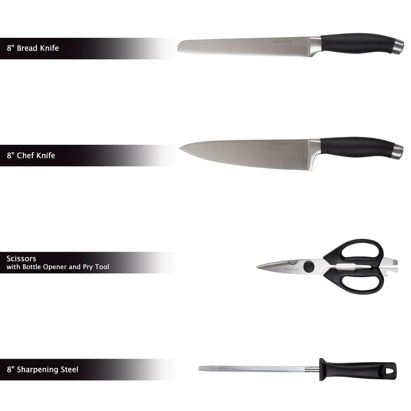 Professional 15-Piece Knife Set with Block - Stainless-Steel Cutlery with Chef, Bread, Santoku, Filet, Paring, and Steak Knives by Classic Cuisine, 3 of 8