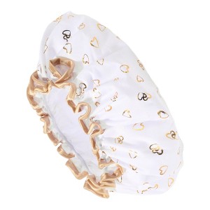 Unique Bargains Women Double Layer Heart-shaped Shower Cap 1 Pc - 1 of 3