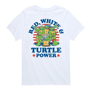 Boys' - Teenage Mutant Ninja Turtles - Red White Turtle Power Short Sleeve Graphic T-Shirt - 1 of 4