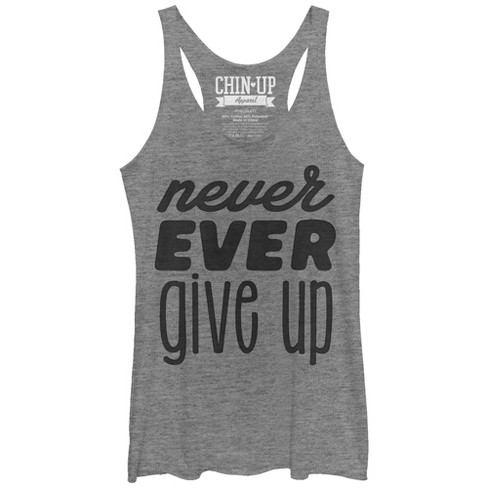 Women's Chin Up Never Give Up Racerback Tank Top - Gray Heather - X ...