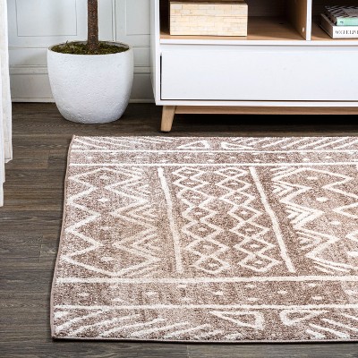 Ivory Geometric Easy-Care Synthetic Area Rug 3x5 Feet