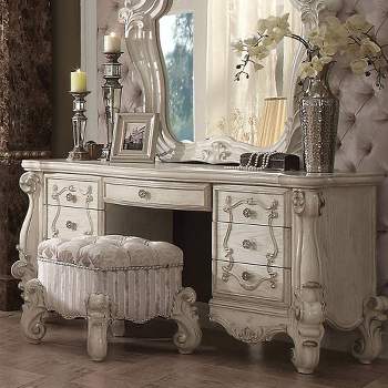 67" Versailles Vanity Desk Bone White - Acme Furniture