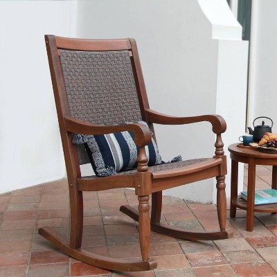 Lyon Wood Oversized Wicker Rocking Chair - Brown - Cambridge Casual