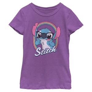 Girls Lilo & Stitch Distressed Oval Alien T Shirt - 1 of 4