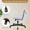 Wide Seat Office Armless Chair, Computer Task Chair for Work Meditation, Criss Cross Legged with Wheels, Desk Chair for Vanity, Home, White - 4 of 4