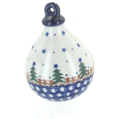 Blue Rose Polish Pottery Rustic Pines Teadrop Christmas Ornament