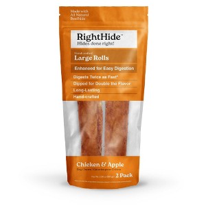 RightHide Large Rolls Chicken and Apple Flavored Beef Hide Dog