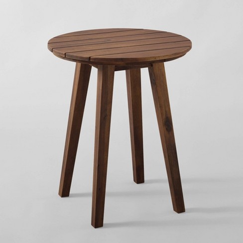 Acacia Wood Outdoor Round Side Table Dark Brown Saracina Home Target