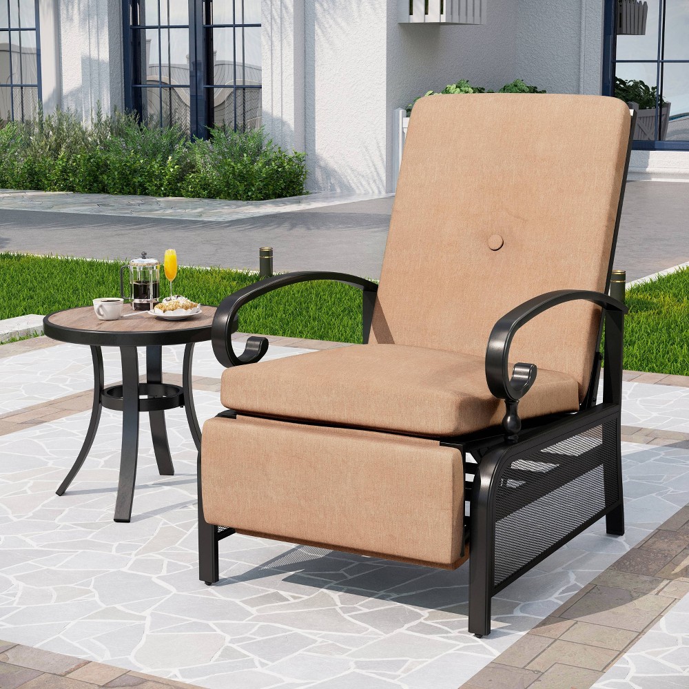 Patio Adjustable Recliner Lounge Chair - Beige - Captiva Designs: Outdoor Furniture, Swivel, Weather-Resistant