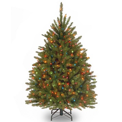 4.5ft National Christmas Tree Company Pre-Lit Dunhill Fir Hinged Artificial Christmas Tree with 450 Multi Lights