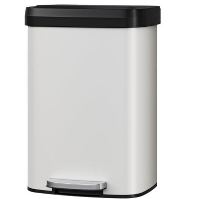 13 Gallon / 50 Liter Metal Trash Can with Lid, Large Garbage Can for Kitchen, Rustproof Step-on Kitchen Metal Trash Bin
