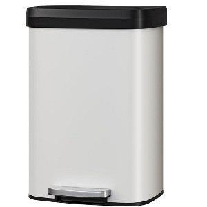 13 Gallon / 50 Liter Metal Trash Can with Lid, Large Garbage Can for Kitchen, Rustproof Step-on Kitchen Metal Trash Bin - 1 of 4