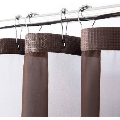 Brown Waffle Weave Shower Curtain with Detachable Liner