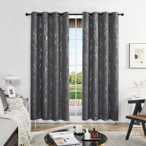Deconovo Silver Tree Blackout Curtains (2 Panels) – Thermal Insulated - 1 of 4