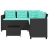 vidaXL Patio Sofa Black, Blue PE Rattan, Powder-Coated Steel, Tempered Glass - 4 of 4