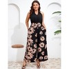 Womens Tie Knot Wide Leg Jumpsuit Plus Size Summer Dressy Sleeveless Frill Trim Patchwork Jumpsuit Casual Jumpsuits Outfits - 2 of 4