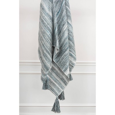 50"x60" Stripe Throw Blanket Blue - Rizzy Home