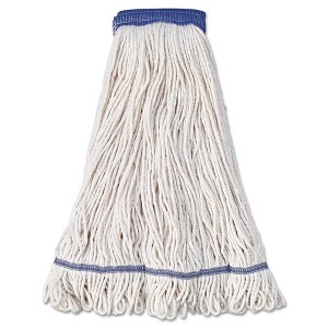 Boardwalk Super Loop Wet Mop Head, Cotton/Synthetic Fiber, 5" Headband, X-Large Size, White, 12/Carton - 1 of 3