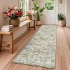 Vintage Floral Area Rug - Non-Slip Low Pile Soft Carpet, Retro Oriental Print Thin Floor Mat for Living Room & Bedroom - 3 of 4
