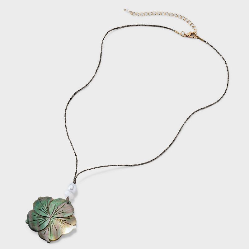 Carved Hibiscus Flower Shell and Corded Necklace - Universal Thread&#8482; Natural, 4 of 6