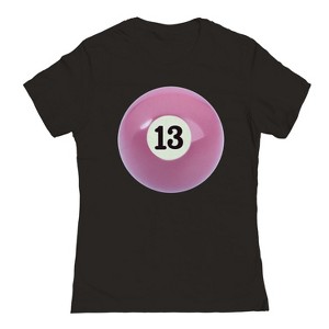 Rerun Island Women's 13 Ball Pink Short Sleeve Graphic Cotton T-Shirt - Black S - 1 of 4