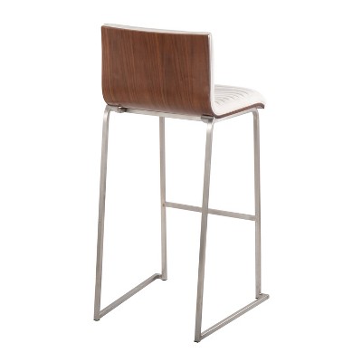 Mason Mara Cream Fabric Stainless Steel Walnut Barstool Set
