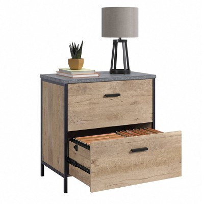 Prime Oak and Slate Gray 2-Drawer Lockable Lateral File Cabinet
