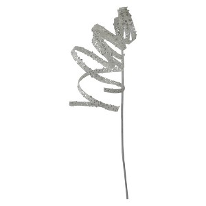 Northlight Glittered Curly Christmas Spray - 19" - White - 1 of 2
